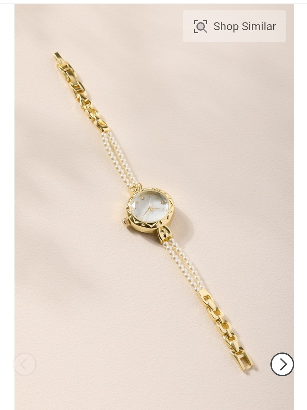 Francesca's Emma Womens Pearl Gold Strap Watch